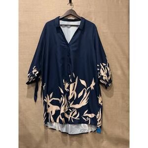 Cupshe Blue Tropical Swim Cover Up Shirt Womens XL NWT Beach Vacation